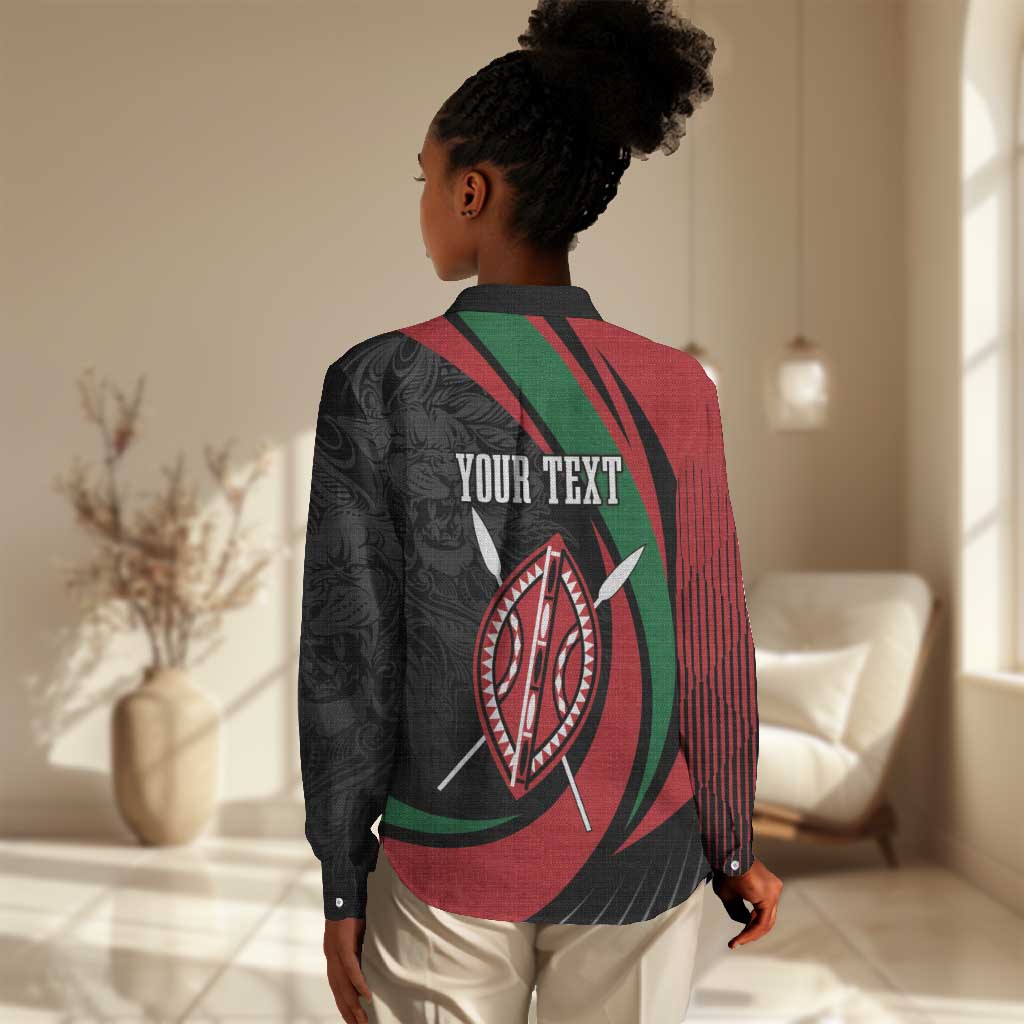 Kenya Personalized Women Casual Shirt Mashujaa Day Lion Warrior LT7
