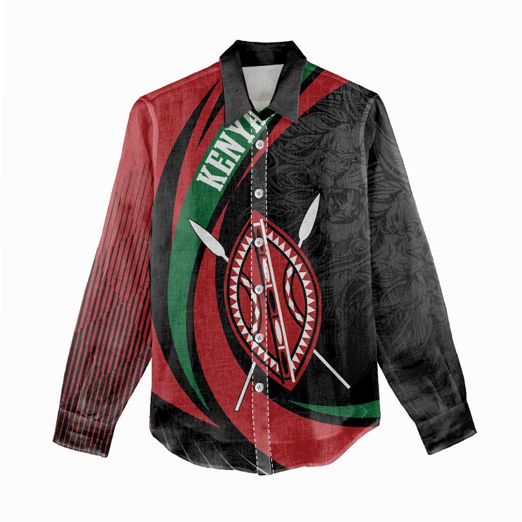 Kenya Personalized Women Casual Shirt Mashujaa Day Lion Warrior LT7