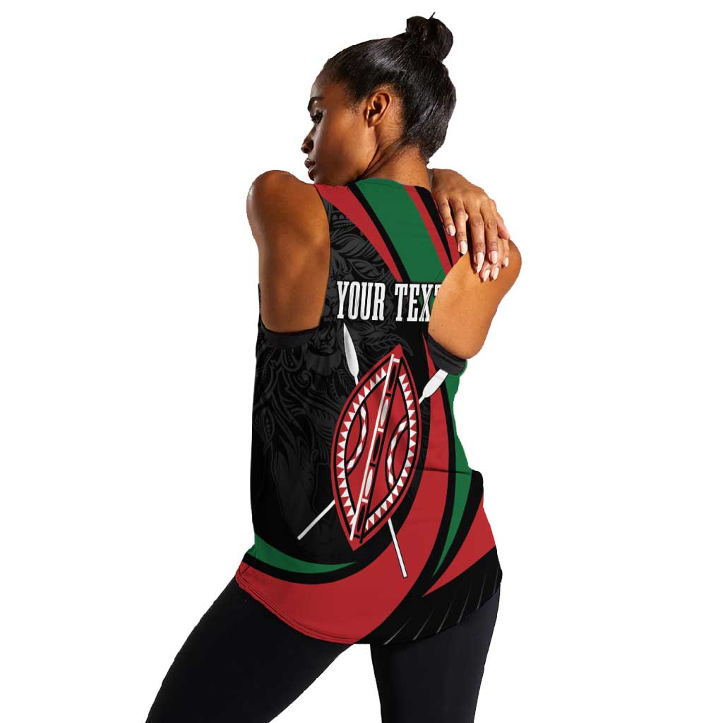 Kenya Personalized Women Racerback Tank Mashujaa Day Lion Warrior