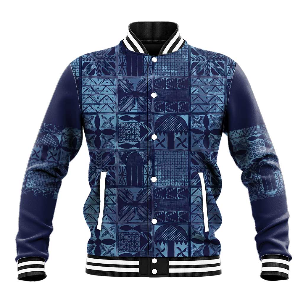 Yoruba Adire Eleko Patterns Baseball Jacket Indigo Vintage
