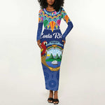 Pura Vida Costa Rica Personalized Long Sleeve Bodycon Dress Oxcart Ornate Inspired - African Pride