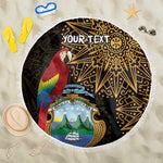 Pura Vida Costa Rica Personalized Beach Blanket Oxcart Ornate Inspired Gold Pattern - African Pride