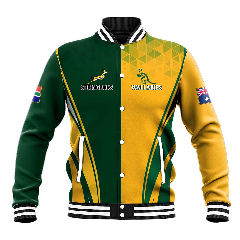 Personalised Australia Mix South Africa Rugby Baseball Jacket Wallabies And Springboks - Champions Special Ver LT7