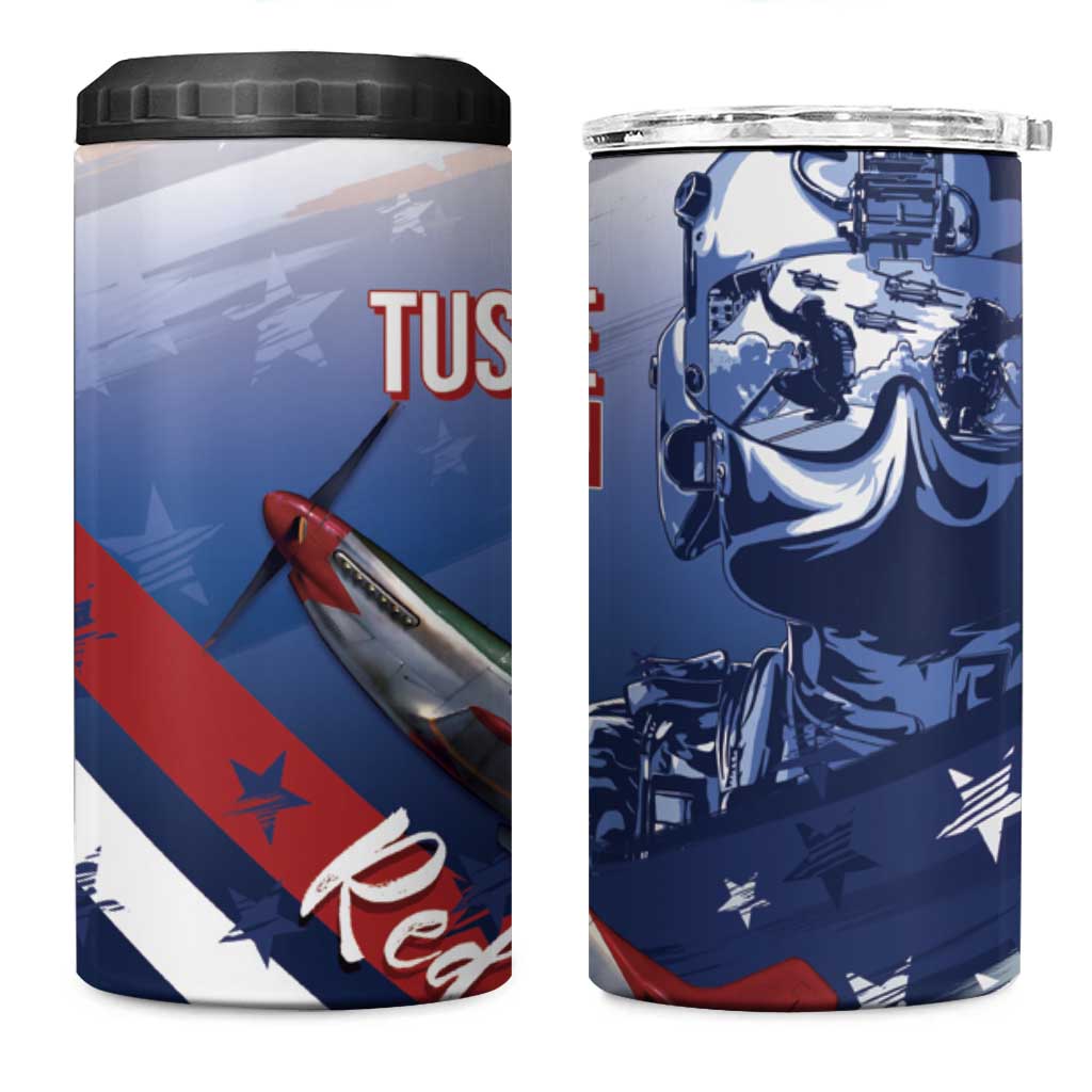 Tuskegee Airmen Red Tails 4 in 1 Can Cooler Tumbler Straighten Up and Fly Right - Blue White - African Pride