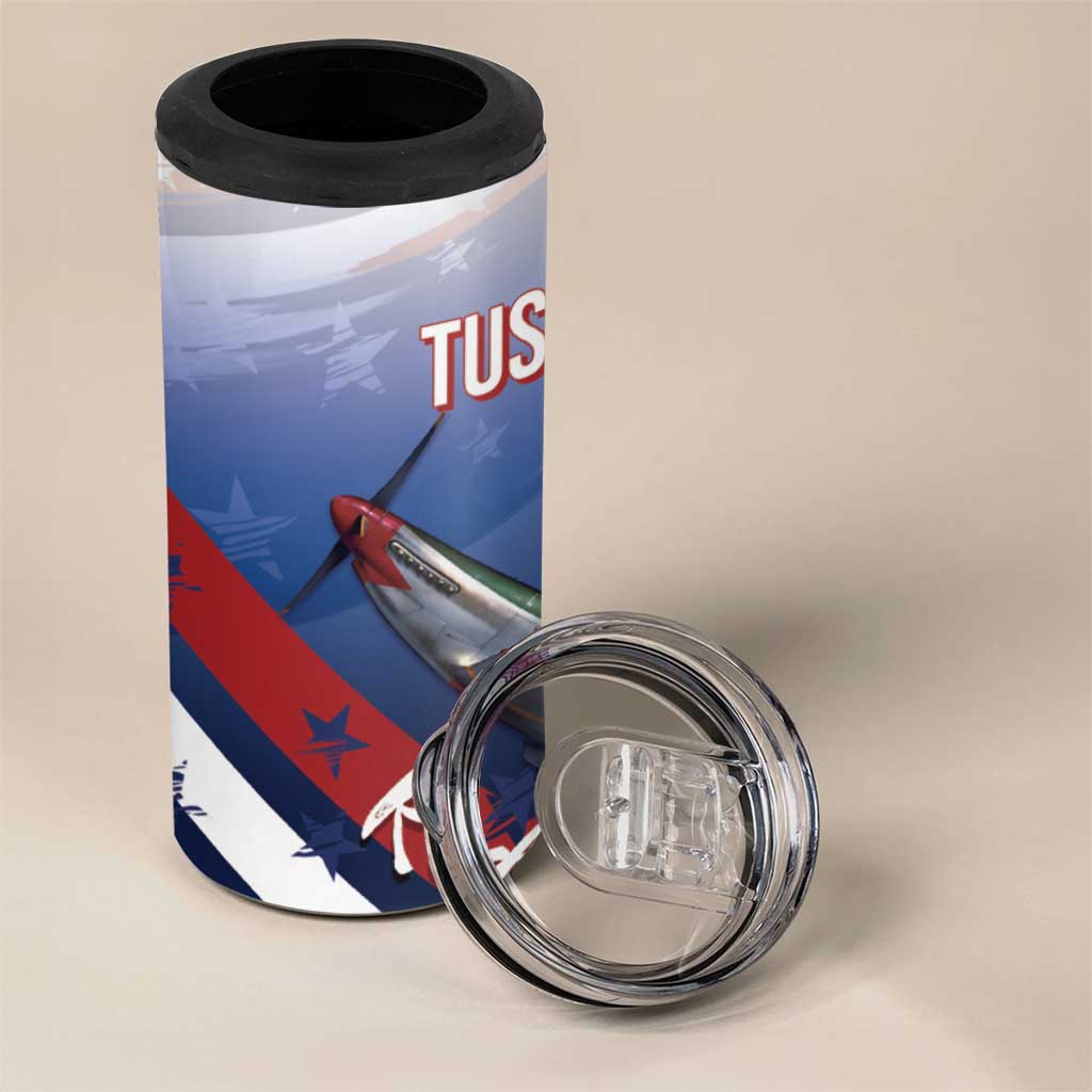 Tuskegee Airmen Red Tails 4 in 1 Can Cooler Tumbler Straighten Up and Fly Right - Blue White - African Pride