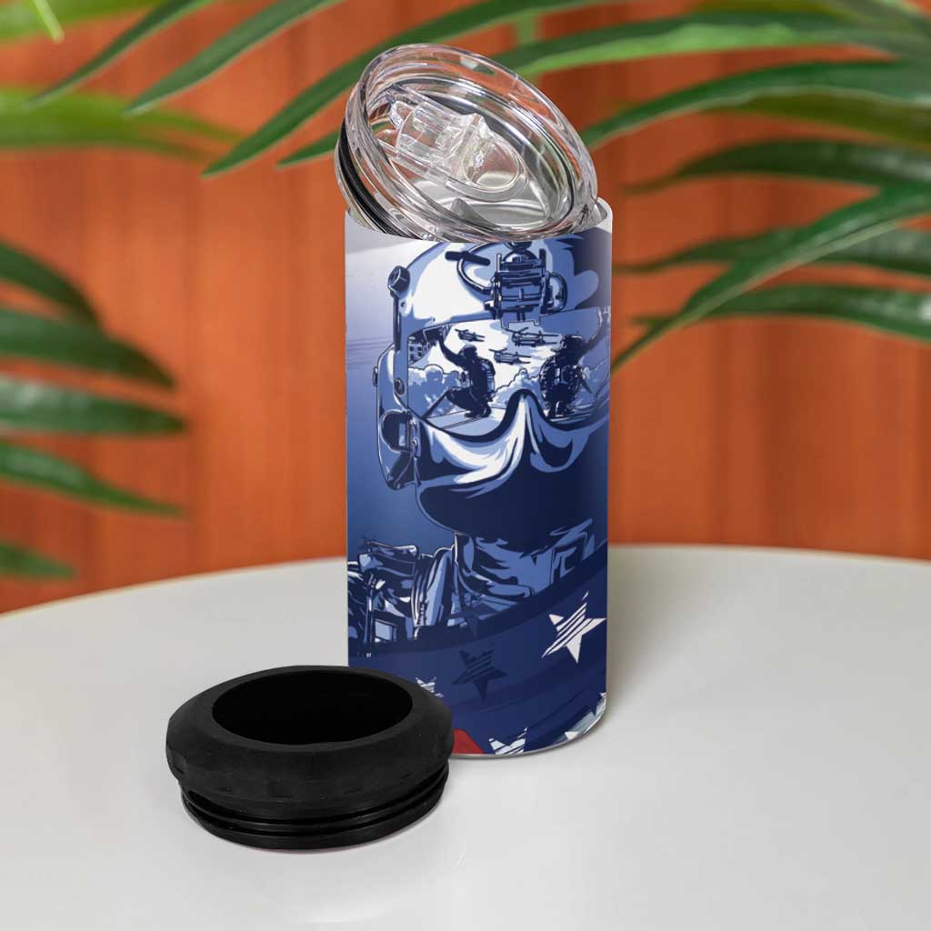 Tuskegee Airmen Red Tails 4 in 1 Can Cooler Tumbler Straighten Up and Fly Right - Blue White - African Pride