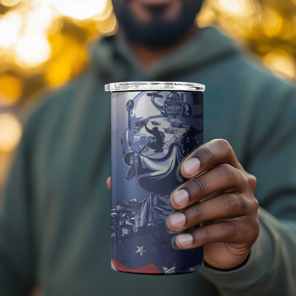 Tuskegee Airmen Red Tails 4 in 1 Can Cooler Tumbler Straighten Up and Fly Right - Blue White - African Pride