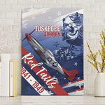Tuskegee Airmen Red Tails Canvas Wall Art Straighten Up and Fly Right - Blue White - African Pride