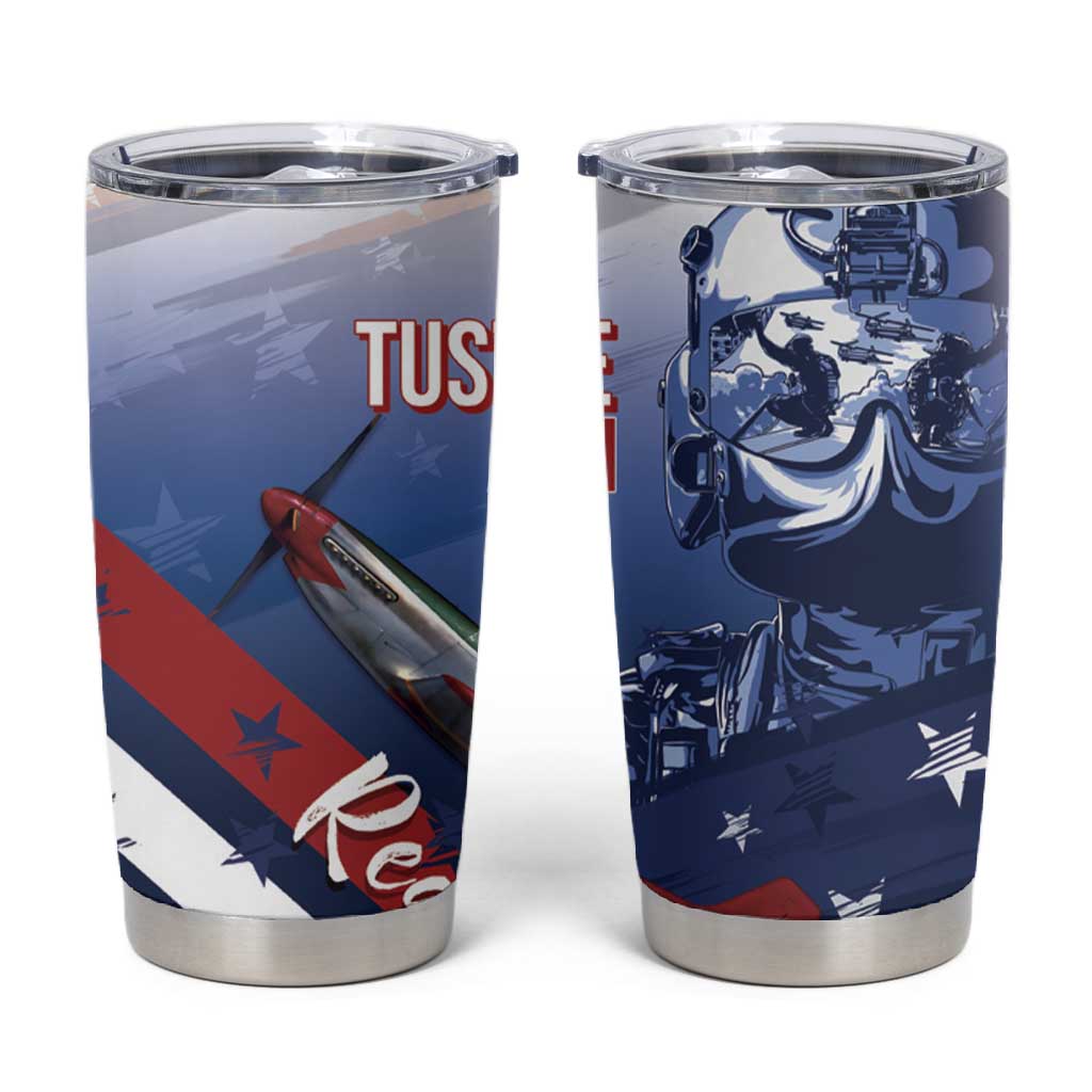 Tuskegee Airmen Red Tails Tumbler Cup Straighten Up and Fly Right - Blue White - African Pride