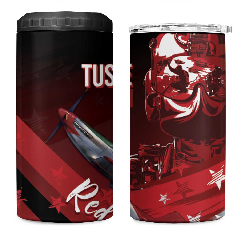 Tuskegee Airmen Red Tails 4 in 1 Can Cooler Tumbler Straighten Up and Fly Right - Black Red - African Pride