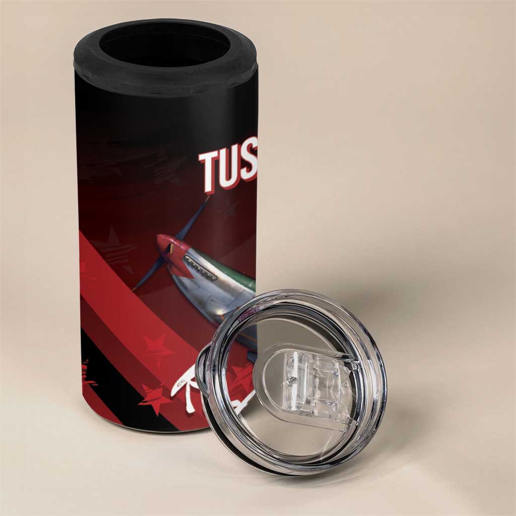 Tuskegee Airmen Red Tails 4 in 1 Can Cooler Tumbler Straighten Up and Fly Right - Black Red - African Pride