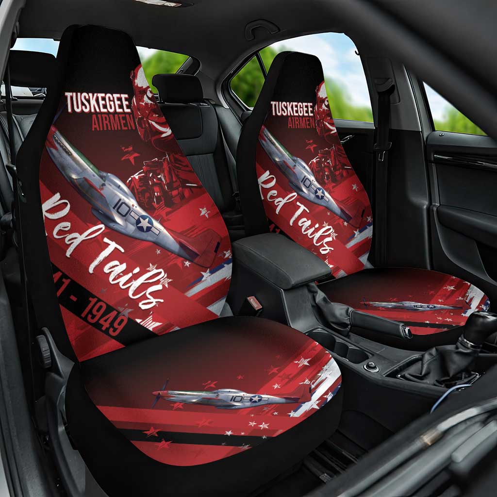 Tuskegee Airmen Red Tails Car Seat Cover Straighten Up and Fly Right - Black Red - African Pride