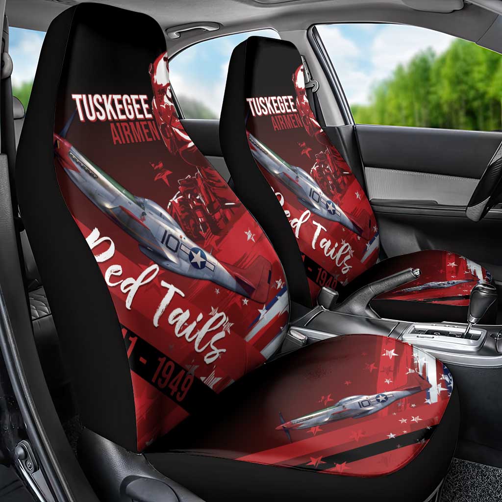Tuskegee Airmen Red Tails Car Seat Cover Straighten Up and Fly Right - Black Red - African Pride
