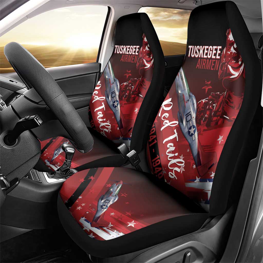 Tuskegee Airmen Red Tails Car Seat Cover Straighten Up and Fly Right - Black Red - African Pride