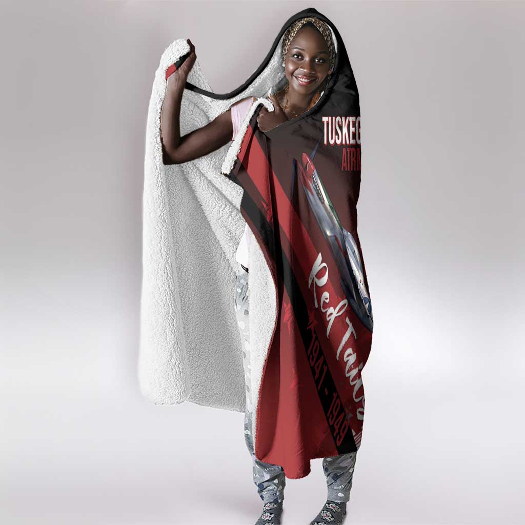 Tuskegee Airmen Red Tails Hooded Blanket Straighten Up and Fly Right - Black Red - African Pride
