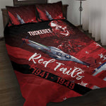 Tuskegee Airmen Red Tails Quilt Bed Set Straighten Up and Fly Right - Black Red - African Pride