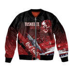 Tuskegee Airmen Red Tails Sleeve Zip Bomber Jacket Straighten Up and Fly Right - Black Red - African Pride