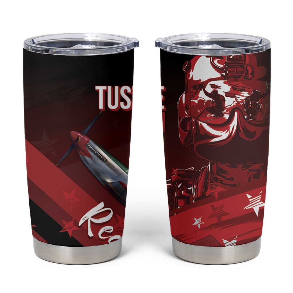 Tuskegee Airmen Red Tails Tumbler Cup Straighten Up and Fly Right - Black Red - African Pride
