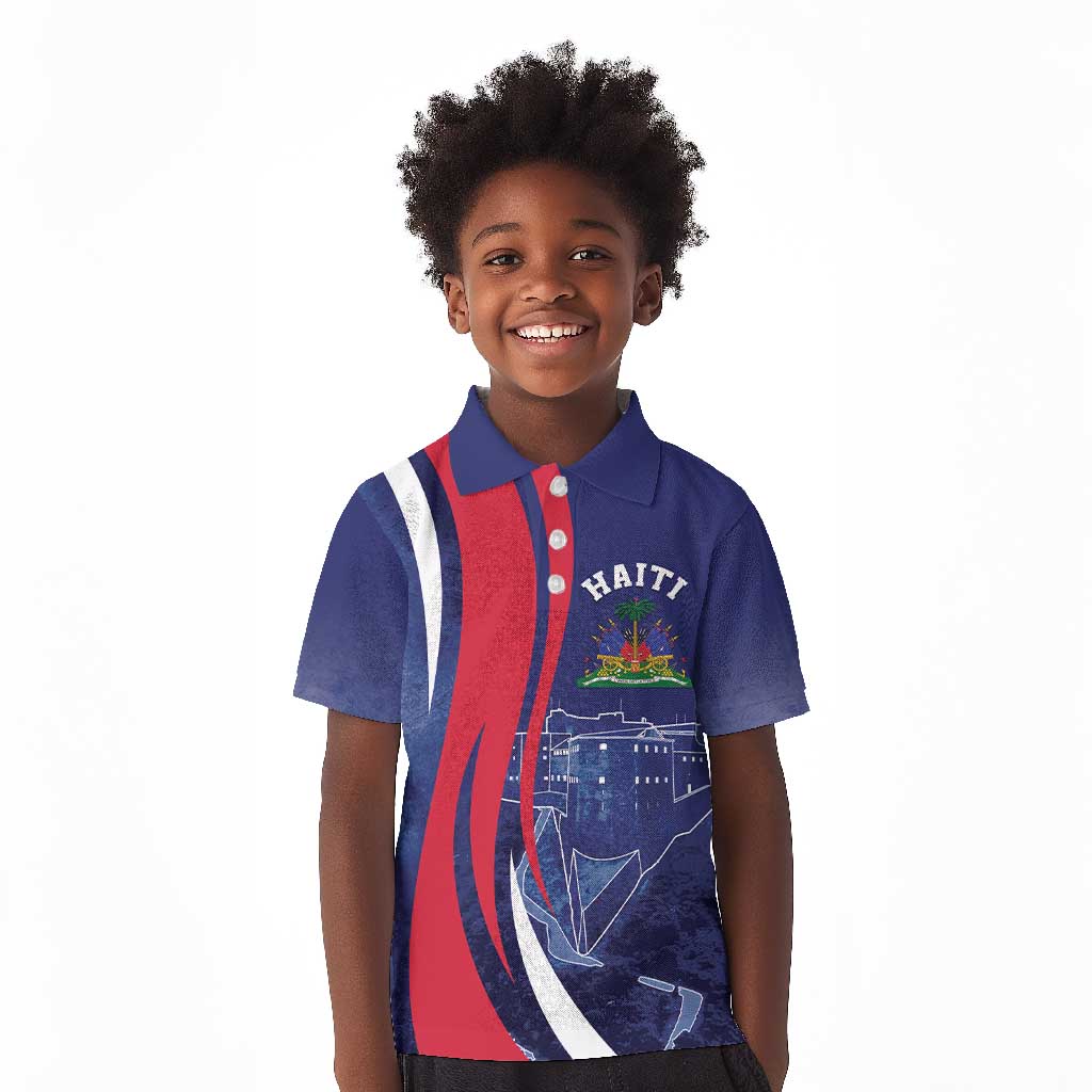 Personalized Haiti Citadelle Laferrière Kid Polo Shirt Grunge Style