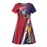 Haiti Personalized Kid Short Sleeve Dress Hispaniolan Trogon Tropical Vibes