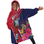 Haiti Personalized Kid Wearable Blanket Hoodie Hispaniolan Trogon Tropical Vibes