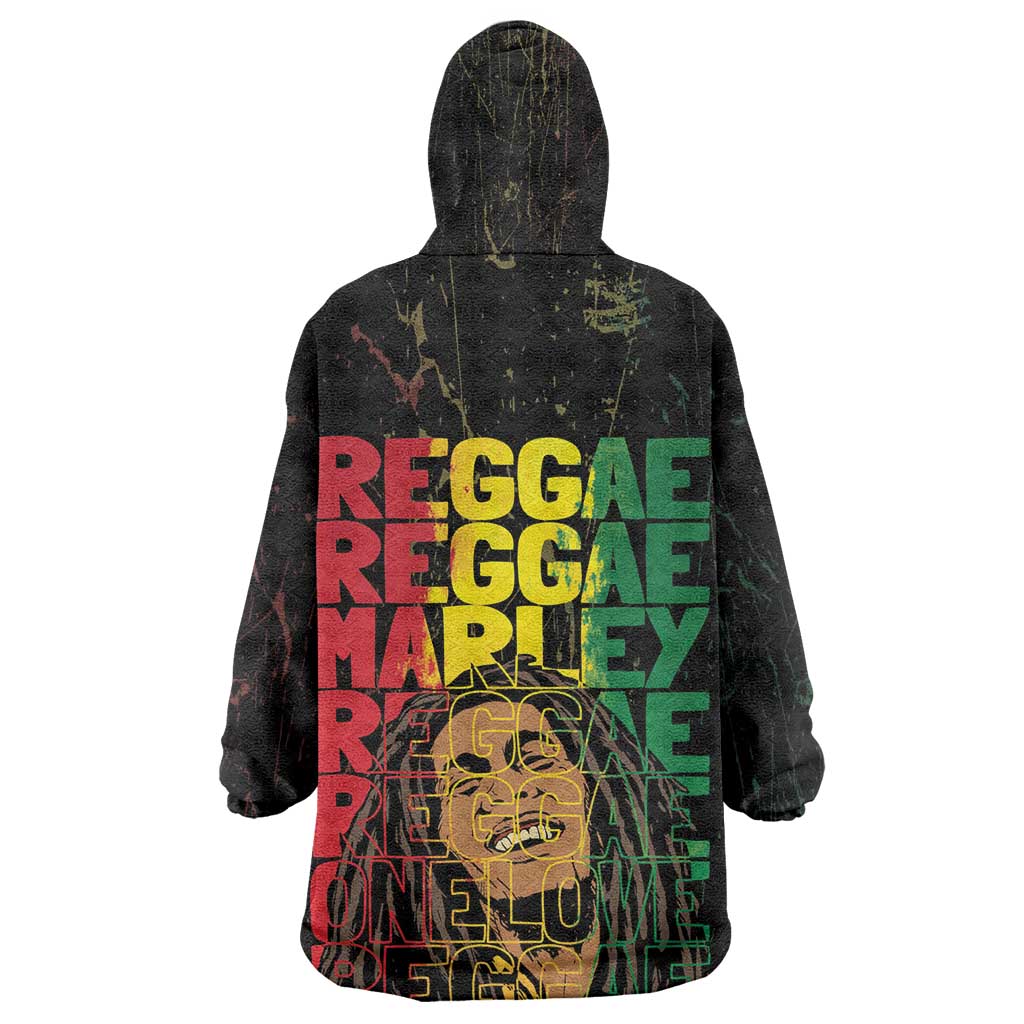 Reggae King Marley KId Wearable Blanket Hoodie Typeset Grunge Style