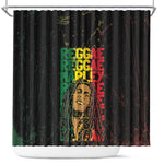 Reggae King Marley Shower Curtain Typeset Grunge Style