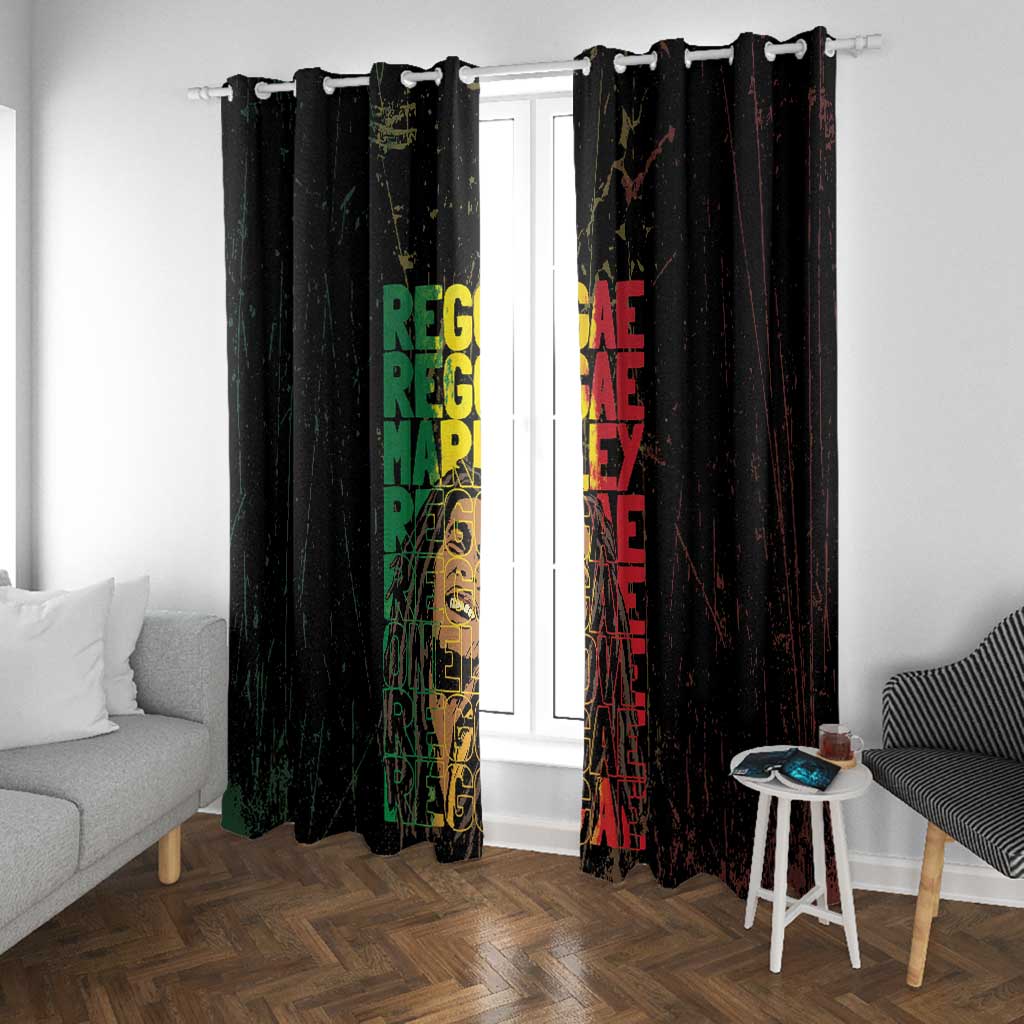 Reggae King Marley Window Curtain Typeset Grunge Style