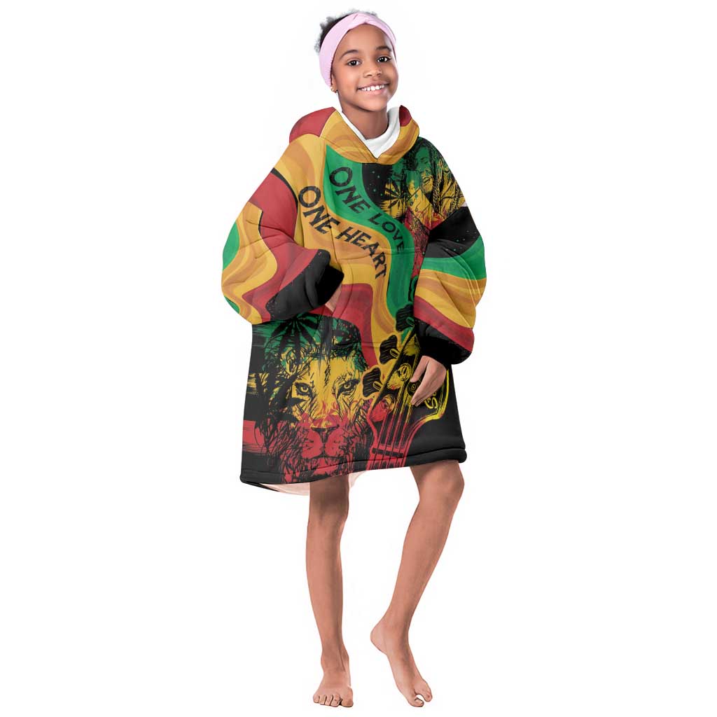 Reggae Day KId Wearable Blanket Hoodie One Love One Heart