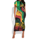Reggae Day Short Sleeve Bodycon Dress One Love One Heart LT7