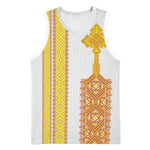 Habesha Motifs Ethiopia Basketball Jersey Tilet White Gold - African Pride