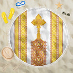 Habesha Motifs Ethiopia Beach Blanket Tilet White Gold