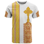 Habesha Motifs Ethiopia T shirt Tilet White Gold