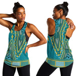 Dashiki Women Racerback Tank Luxury Afro - Teal