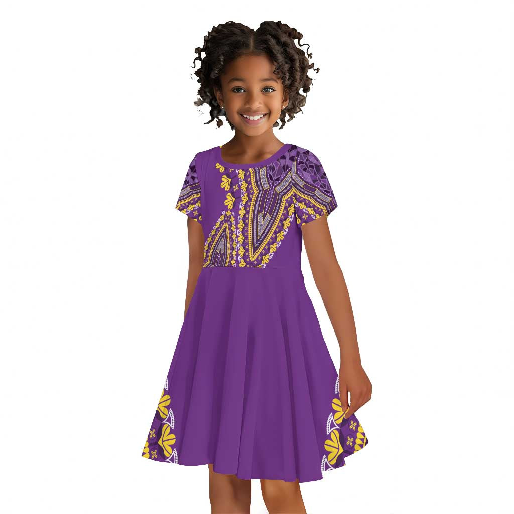 Dashiki Kid Short Sleeve Dress Luxury Afro - Violet
