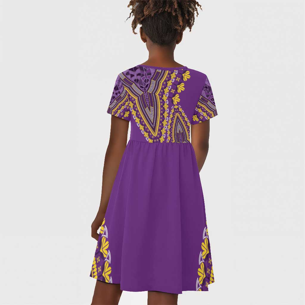 Dashiki Kid Short Sleeve Dress Luxury Afro - Violet