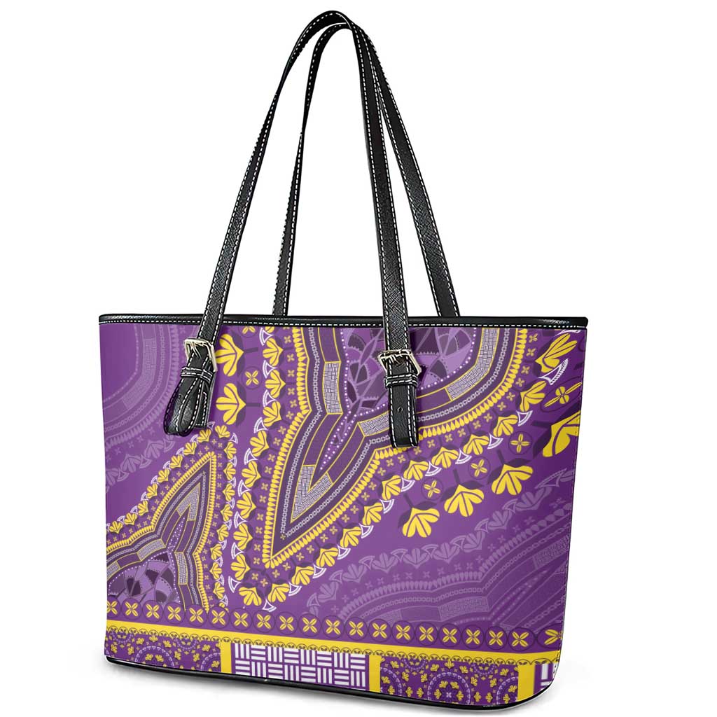 Dashiki Leather Tote Bag Luxury Afro - Violet