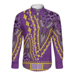 Dashiki Long Sleeve Button Shirt Luxury Afro - Violet