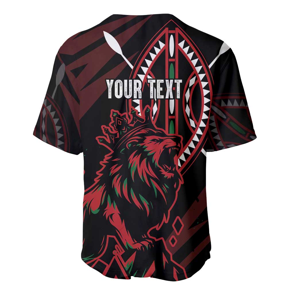 Kenya Personalized Lion Baseball Jersey Stylized Maasai Shield - African Pride
