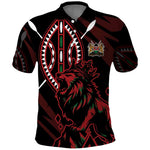 Kenya Personalized Lion Polo Shirt Stylized Maasai Shield - African Pride