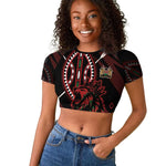 Kenya Personalized Lion Raglan Cropped T shirt Stylized Maasai Shield - African Pride