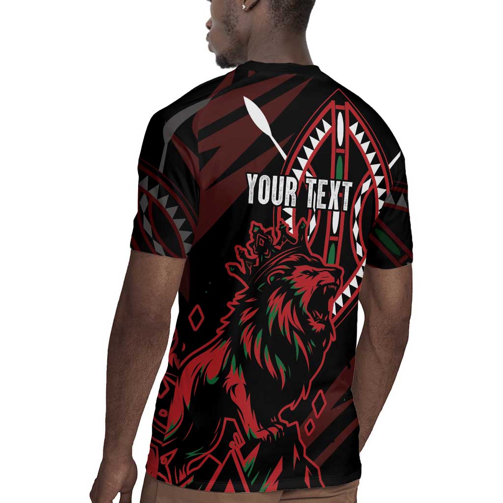 Kenya Personalized Lion Rugby Jersey Stylized Maasai Shield - African Pride