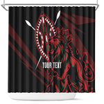 Kenya Personalized Lion Shower Curtain Stylized Maasai Shield - African Pride
