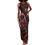 Kenya Personalized Lion Tank Maxi Dress Stylized Maasai Shield - African Pride