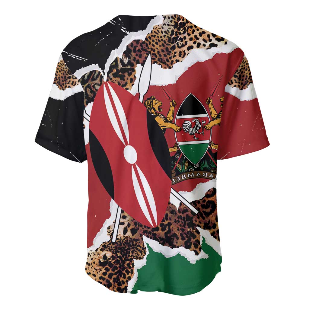 Kenya Baseball Jersey Mix Animal Skin Pattern Grunge Style - African Pride