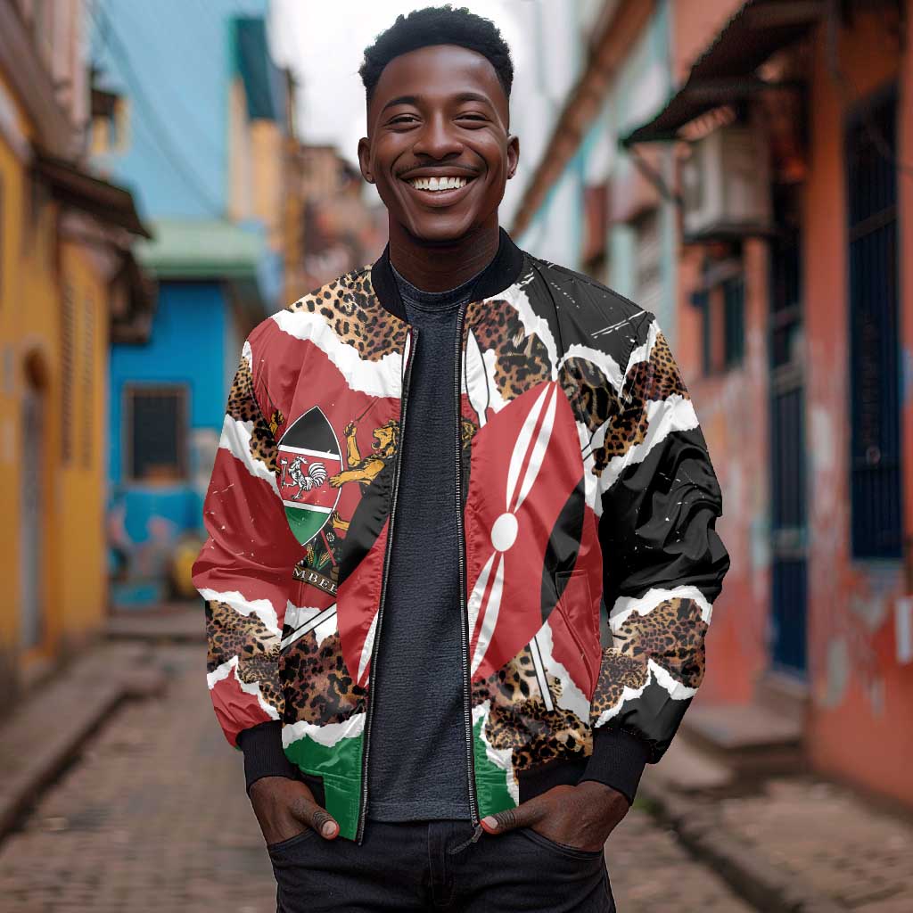 Kenya Bomber Jacket Mix Animal Skin Pattern Grunge Style - African Pride