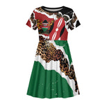 Kenya Kid Short Sleeve Dress Mix Animal Skin Pattern Grunge Style - African Pride