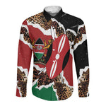 Kenya Long Sleeve Button Shirt Mix Animal Skin Pattern Grunge Style - African Pride