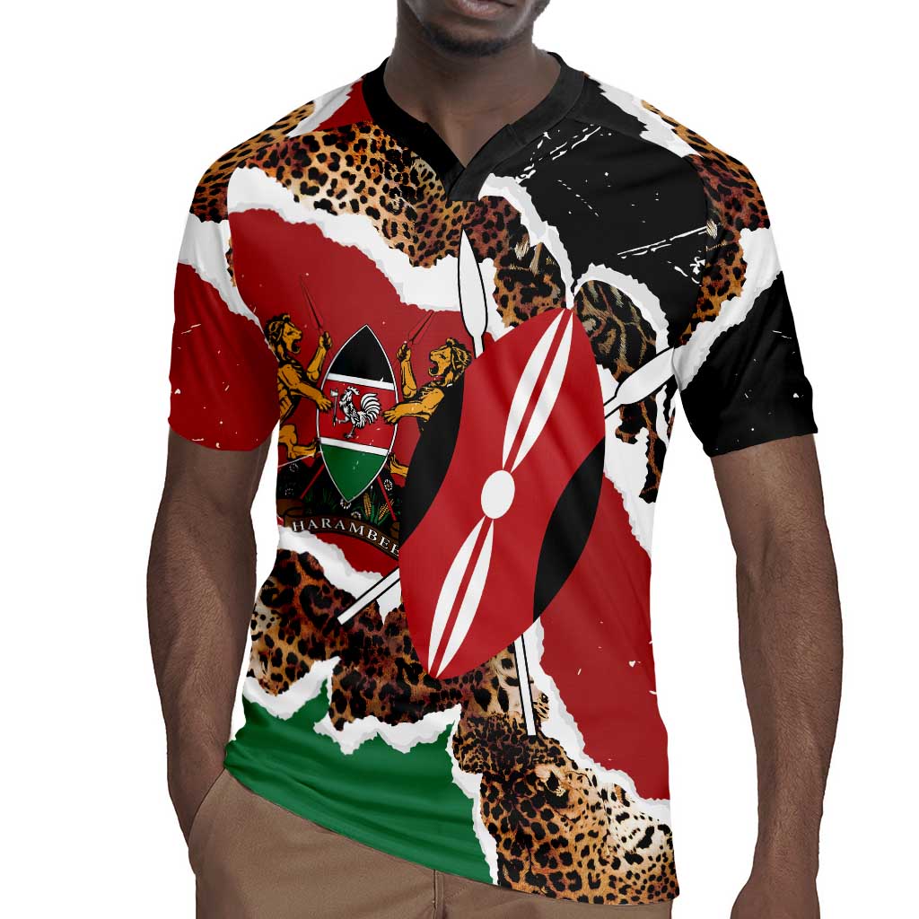 Kenya Rugby Jersey Mix Animal Skin Pattern Grunge Style - African Pride