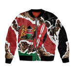 Kenya Sleeve Zip Bomber Jacket Mix Animal Skin Pattern Grunge Style - African Pride